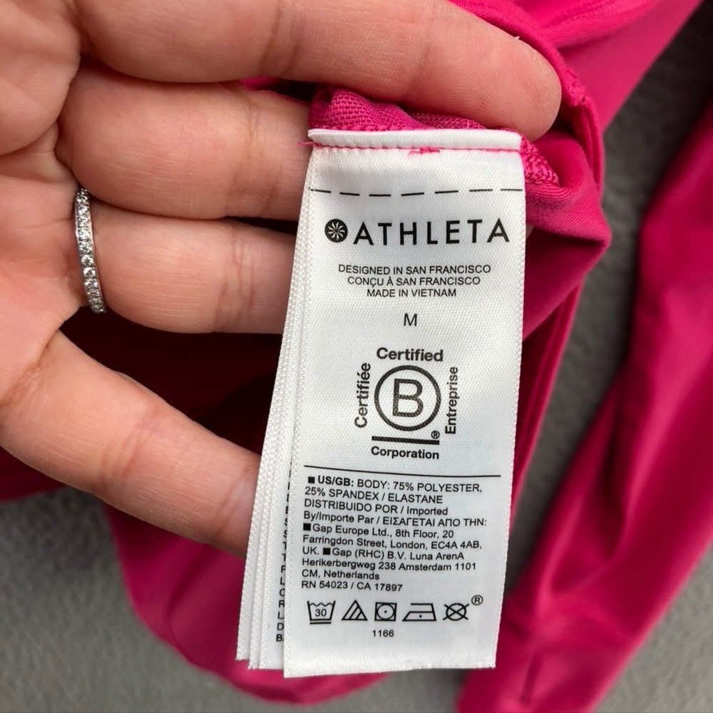Athleta Triumph Full Zip Jacket Womens Medium M Pink Mock Neck Thumbholes 531109 - Picture 7 of 10